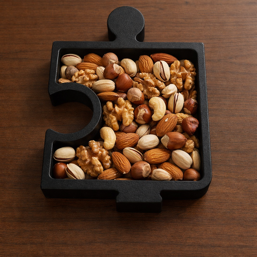 ظرف پذیرایی طرح پازل رنگ مشکی دست ساز NouraDesign3