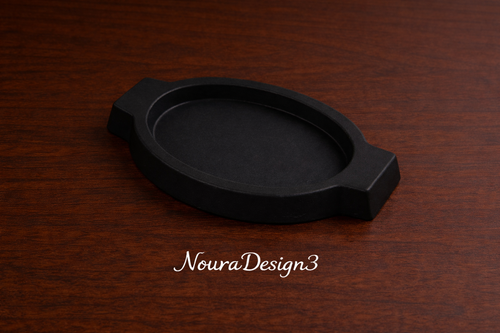 سینی گچی دستساز مشکی مناسب دکوراسیون منزل و میز پذیرایی NouraDesign3